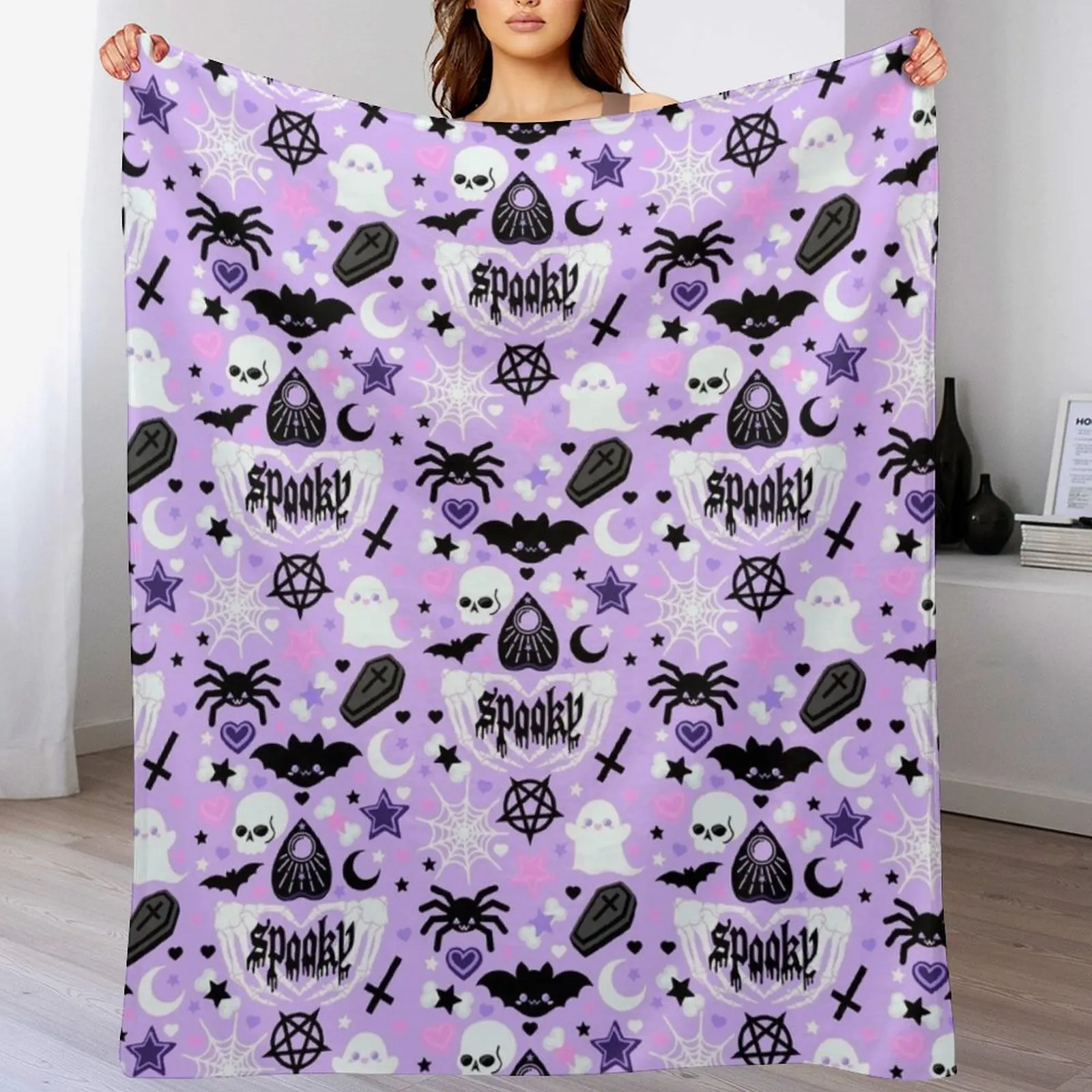 

Pastel Goth Throw Blanket Beautifuls Decoratives Single Retros Blankets