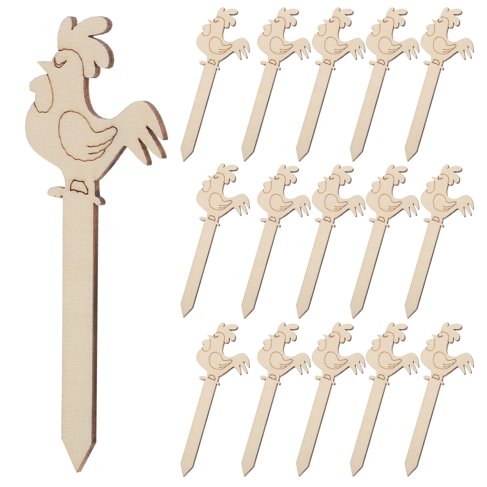 20 Pcs Papa Bookmark Easter Rooster Wooden Bookmarke Craft Pendant Unfinished Crafts Dad