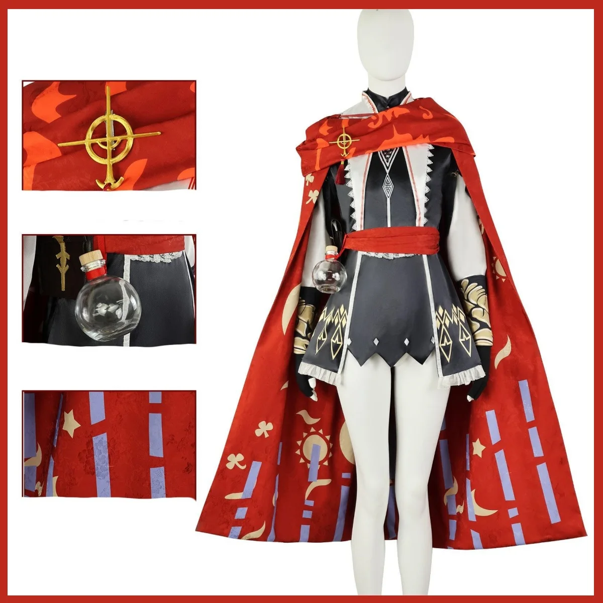 Game Arknights Exusiai The New Covenant Cosplay Costume Legend Seeker Wig Fight Uniform Dress Red Cloak Woman Sexy Carnival Suit view 2