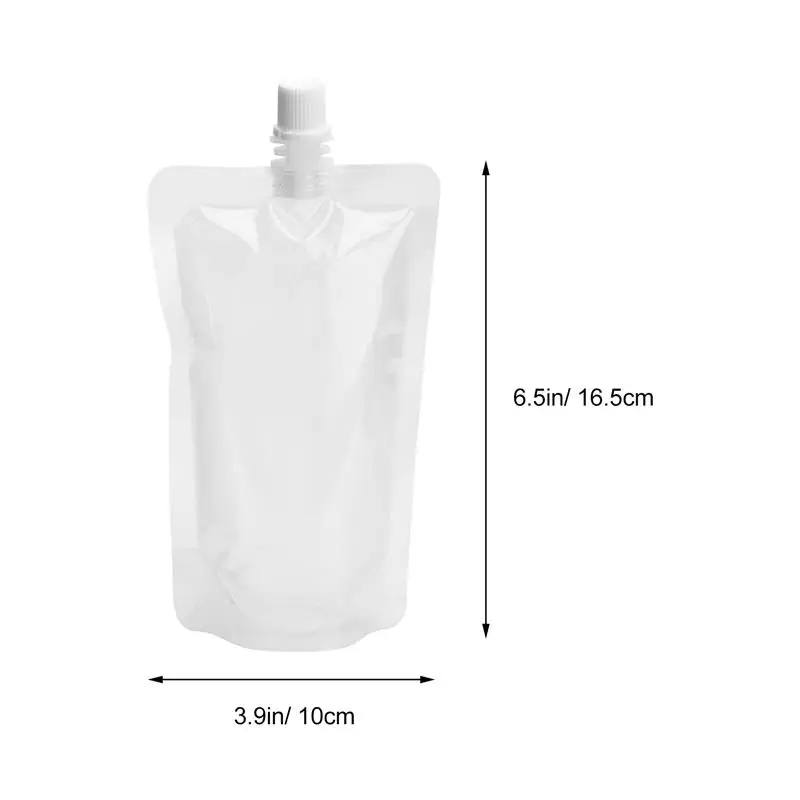 50pcs 250ml Plastic Drink Smoothie Bag Transparent Self Standing Nozzle Soybean Milk Beverage Food Sealed Bag Liquid