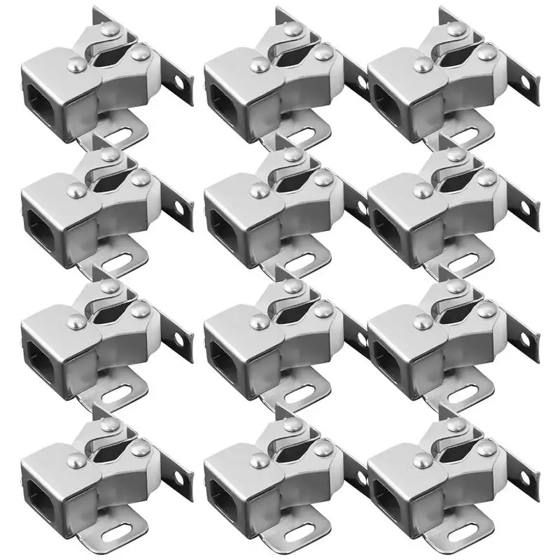 12pcs Furniture Door Stoppers Cupboard Cabinet Door Roller Latch Twin Double Catches with striker and self-tapping Screws