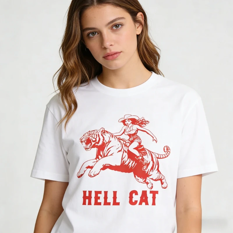 

Женская футболка с принтом «Тигр-кошка» в стиле хиппи, забавная винтажная футболка в стиле ковбойской моды, женская эстетичная ретро-футболка в стиле бохо из хлопка