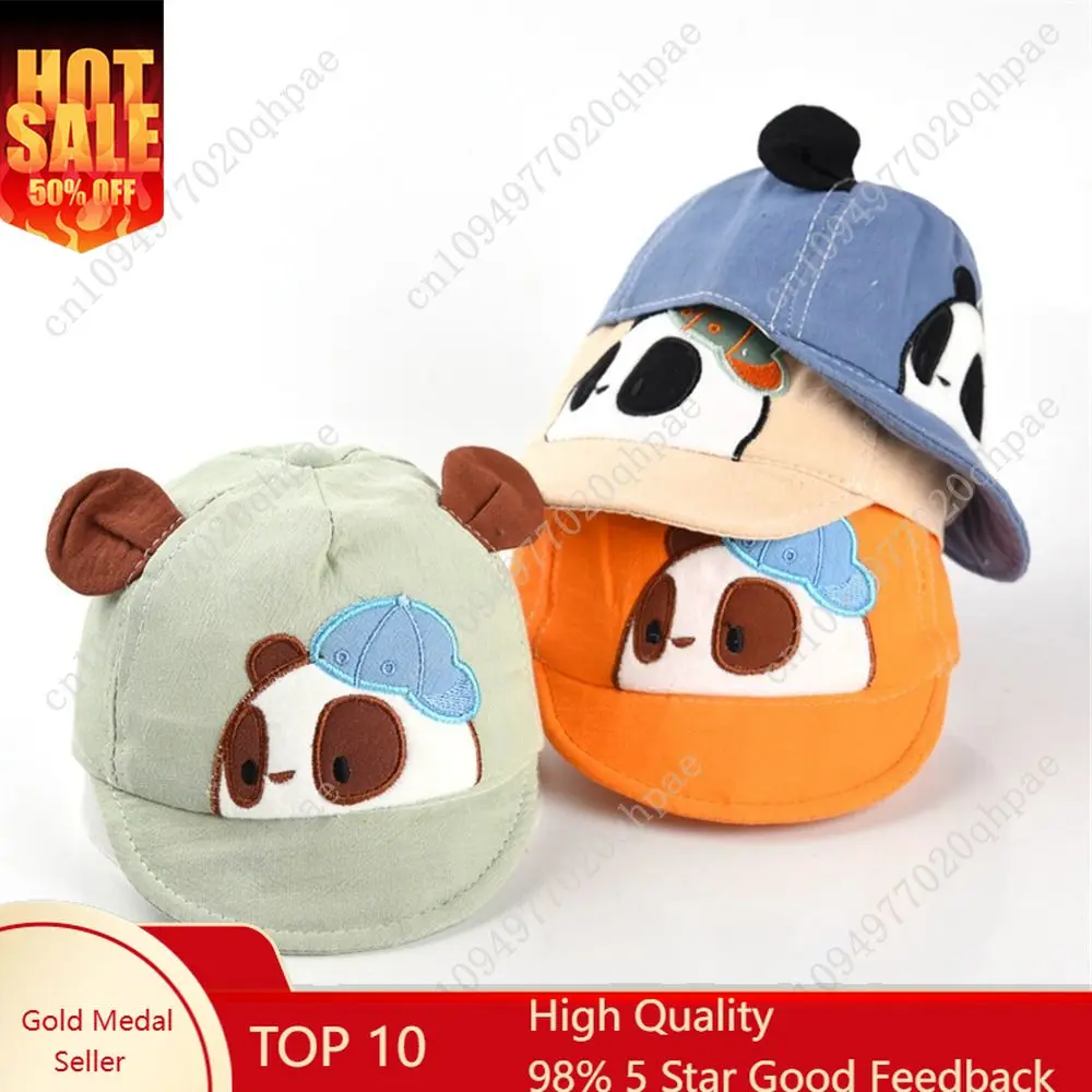 

Boys Girls Summer UV Protection Baby Baseball Cap Thin Breathable Soft Cotton Duck Tongue Hat Cartoon Panda Baby Sun Cap