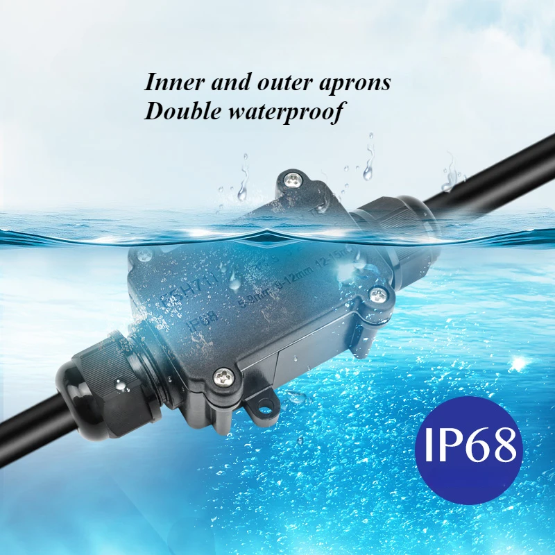 IP68 Mini Waterproof Junction Box Terminal 2 Way 3-Way Wire Connector 4 in 4 out Outdoor Rain-proof Buried Cold-pressed Cable
