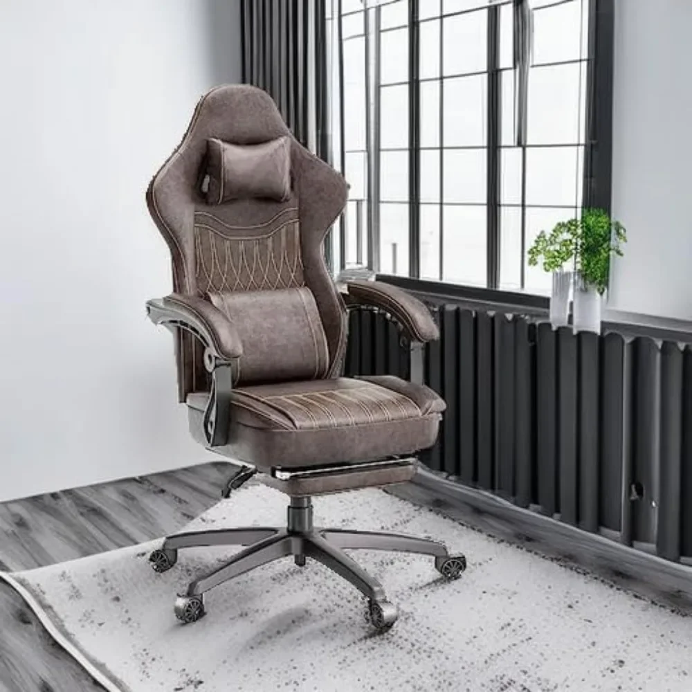 

Gaming Chair with Breathable PU Leather – Ergonomic Computer Chair featuring Pocket Spring Cushion & Massage Lumbar Support