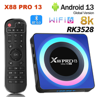 X88 PRO 13 8K Android 13 TV Box RK3528 Quad-Core Dual WIFI6 4GB 32GB/64G TVBOX RGB Light Set Top Box 2GB 16GB Media Player