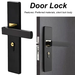 Mute Door Lock Split Handle Metal Door Security Lock with Keys Security Entrance Mechanical Door Lock for Interior Wood Door