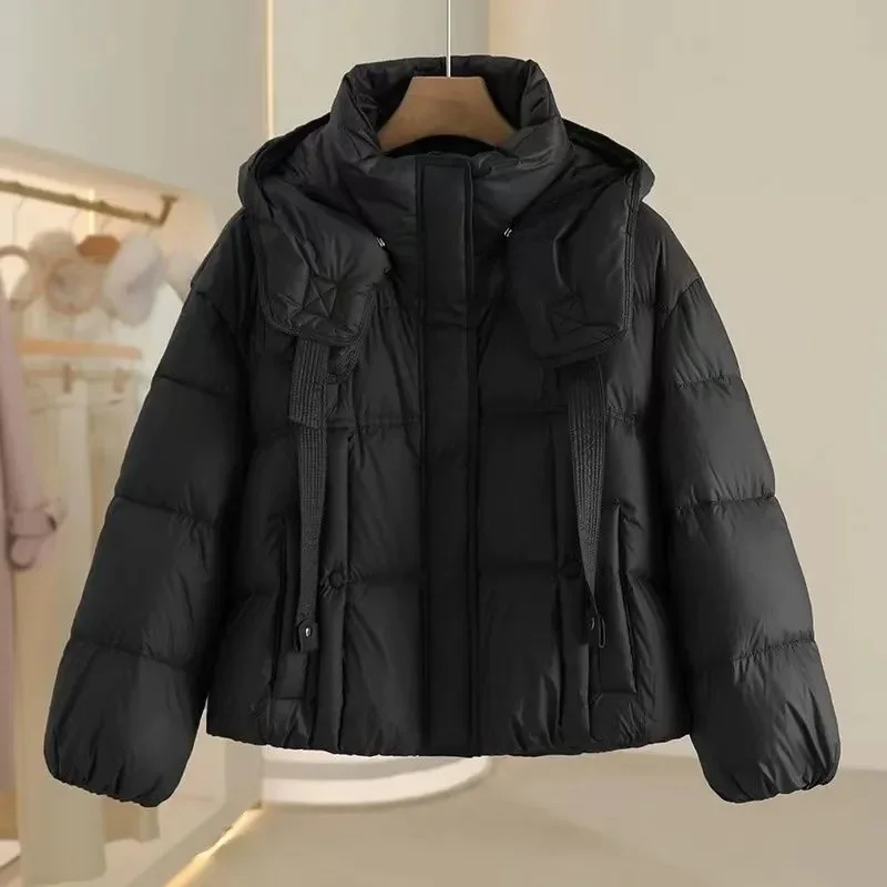 Korte donskatoenen gewatteerde jas damesparka's 2025, winter nieuwe brood met capuchon, warme katoenen jas, Koreaanse dames uitloper tops