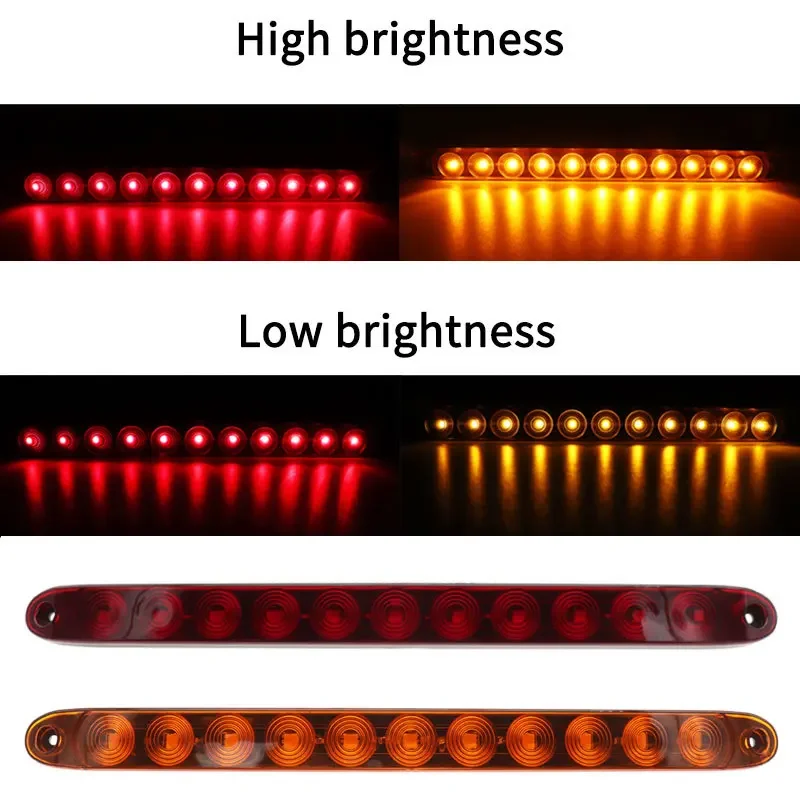 12V 15 Inch 11 Led Light Bar Sealed Stop Turn TailBrake Light Third 3Rd Brake Light Truck Trailer Marker Id Bar Waterproof