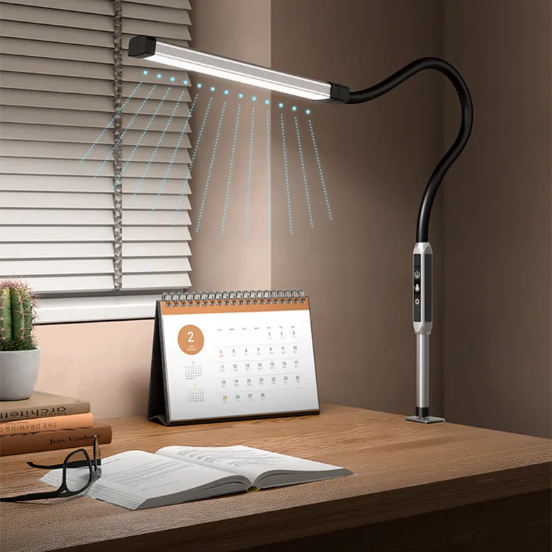 LED Eye Lamp Learning Hose Computer Clip Long Arm Light 15w 5 Level Color Temperature Small Night Light Mode