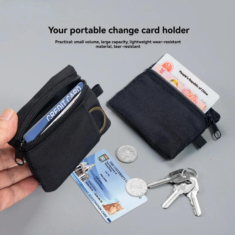 Multifunctional Mini Coin Purse, Retractable Key Pouch, Outdoor Hiking Storage Bag, Portable Lanyard Wallet with Carabiner