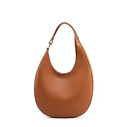 Genuine Leather Luxury Designer Handbag Women Classic Fashion Heteromorphism Crescent Shoulder Bag Simple Elegant Crossbody Bag