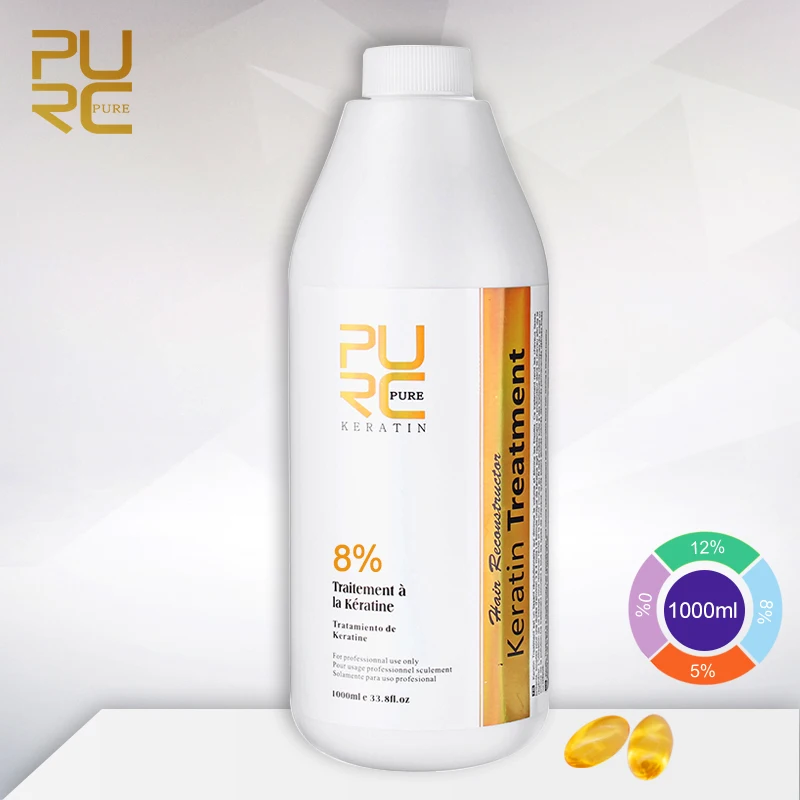 PURC 1000ml Keratin For Hair Straightening Treatment Smoothing Curly Frizzy Brazilian Keratin Hair Care Products Professional image 3