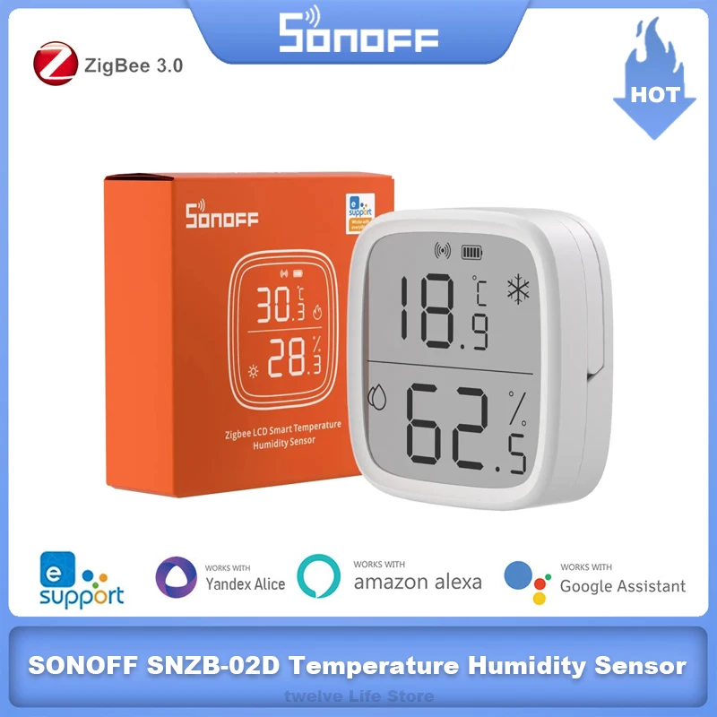 SONOFF SNZB-02D Zigbee 스마트 홈 제어 LCD 화면 온도 습도 센서 모니터 스마트 홈 제어 알렉사 구글 홈