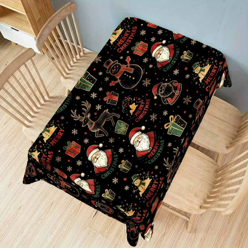 Merry Christmas Rectangle Tablecloth for Table Christmas Decoration Reusable Tablecloth for Festival Birthday Party Table Decor