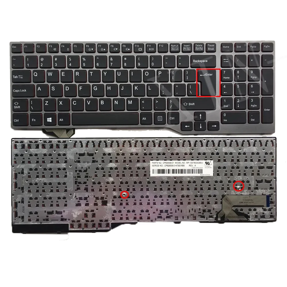 

UI US-International Laptop Keyboard For Fujistu CELSIUS H730 H760 H770 H970 Series With Frame US Layout Gray Frame