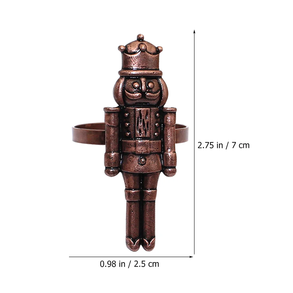 

2pcs Christmas Nutcracker Napkin Rings Silver Metal Table Centerpiece Wedding Banquet Home Decor Dining Napkin Buckle
