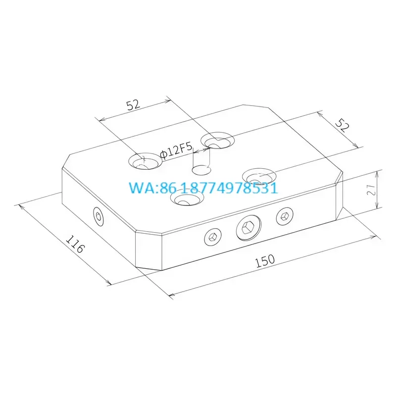 Wmwmnu Stainless Steel CNC Manual Zero Point Plate for 4 5 Axis Machining HRC55-60 6000N Clamping 0.01mm Repeatability