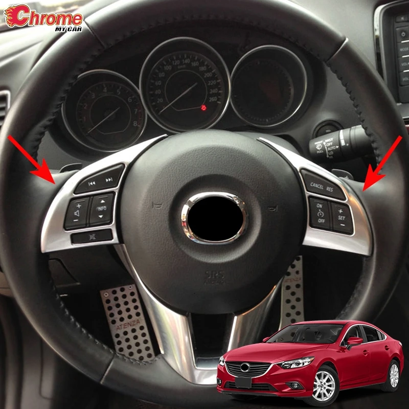 For Mazda 6 Atenza GJ 2013 2014 2015 2016 Chrome Steering Wheel Panel Cover Button Switch Trim Sticker Decoration Car Styling