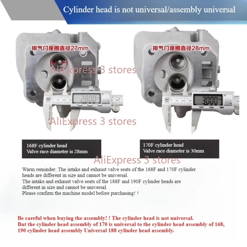 Engine Cylinder Head Assembly 168/170F  177F 188F 190F 192F engine Cylinder assembly 3KW Cylinder head Micro-tiller