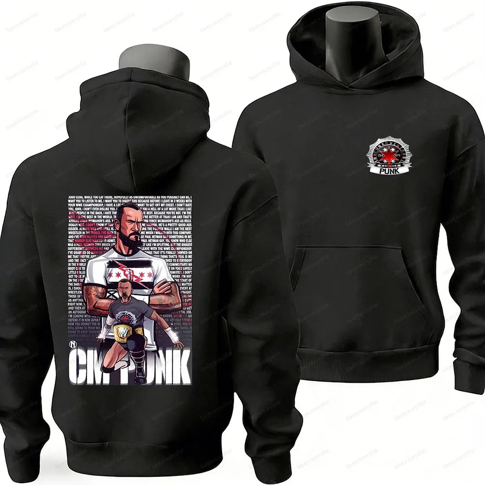 Lustige cm Punk-Kapuzenpullover American Pro Wrestler Fashion Hoodie Herbst/Winter 2025, langärmelig, Geschenk, Pullover, Retro, lockeres Sweatshirt