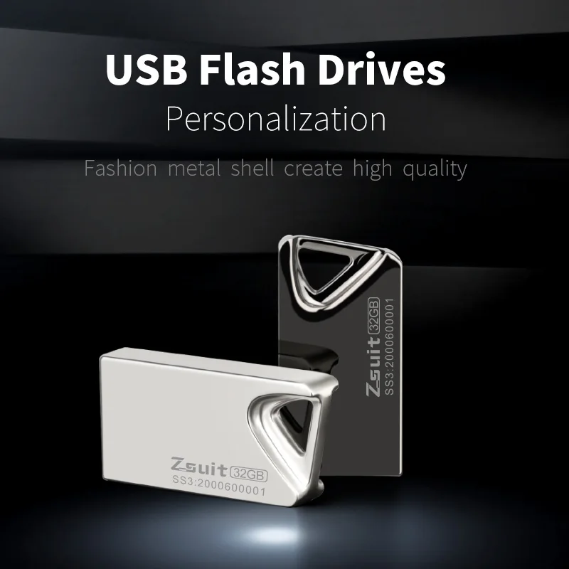 Z-suit USB Flash Drive Logam Mini Kecepatan Tinggi Baru 64GB Pen Drive Hitam Stik Memori USB 2.0 Bisnis USB Drive 128GB USB Stik