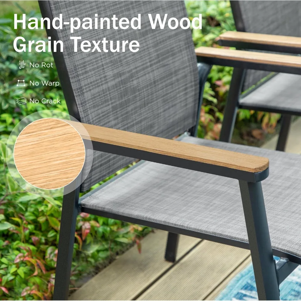 طقم طعام فناء 7 قطع، أثاث خارجي يتسع لـ 6 أشخاص، طقم أثاث معدني للفناء مع طاولة طعام 59 × 35.4 و6 ألومنيوم #3