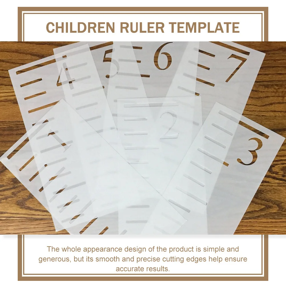

7Pcs Plastic Growth Chart Stencil Kids Growth Template Ruler Reusable Flexible Height Measuring Wall Decor DIY Painting Tool