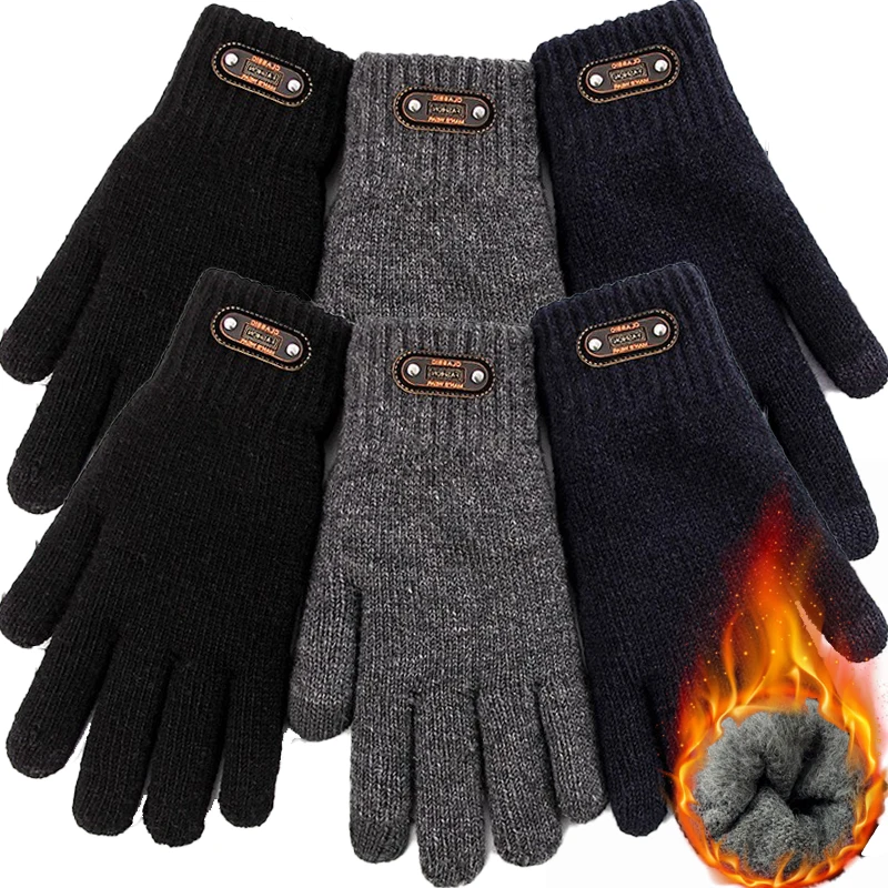 AliExpress Knitted Touch-screen Gloves Children's Winter Cycling Cold-proof Double-layer Thick Gloves Students