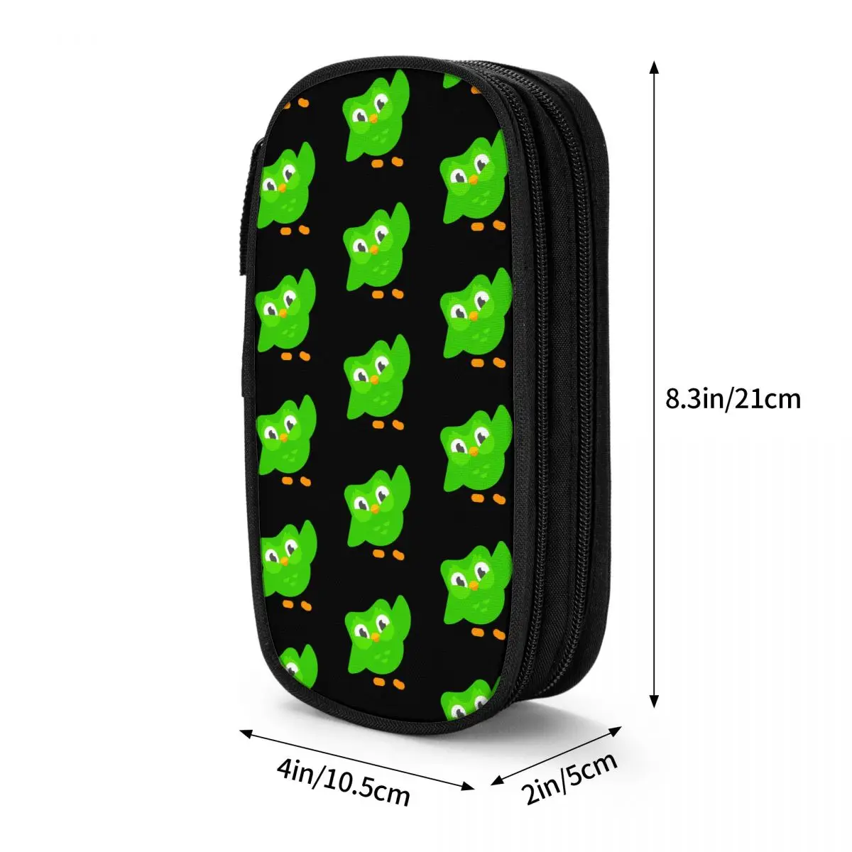 Fun Duolingo الكرتون البومة مقلمة مقلمة مقلمة صندوق القلم للطلاب حقيبة تخزين كبيرة اللوازم المدرسية سستة القرطاسية