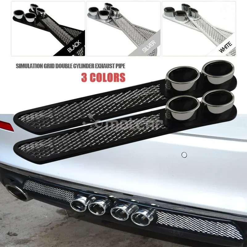 

1Pair Universal Car Auto Styling Fake Decorative Vent Grid Exhaust Muffler Pipe Adhesive Tape Car Modification