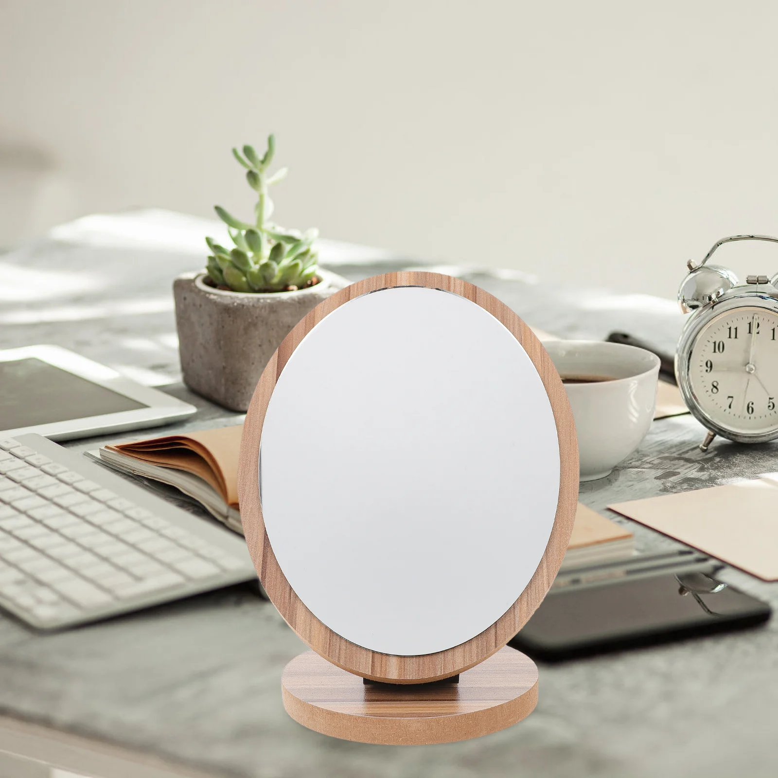 1 stuks houten make-upspiegel desktop draagbare high-definition helder oppervlak stabiele basis elegante stijl cadeau voor familievrienden