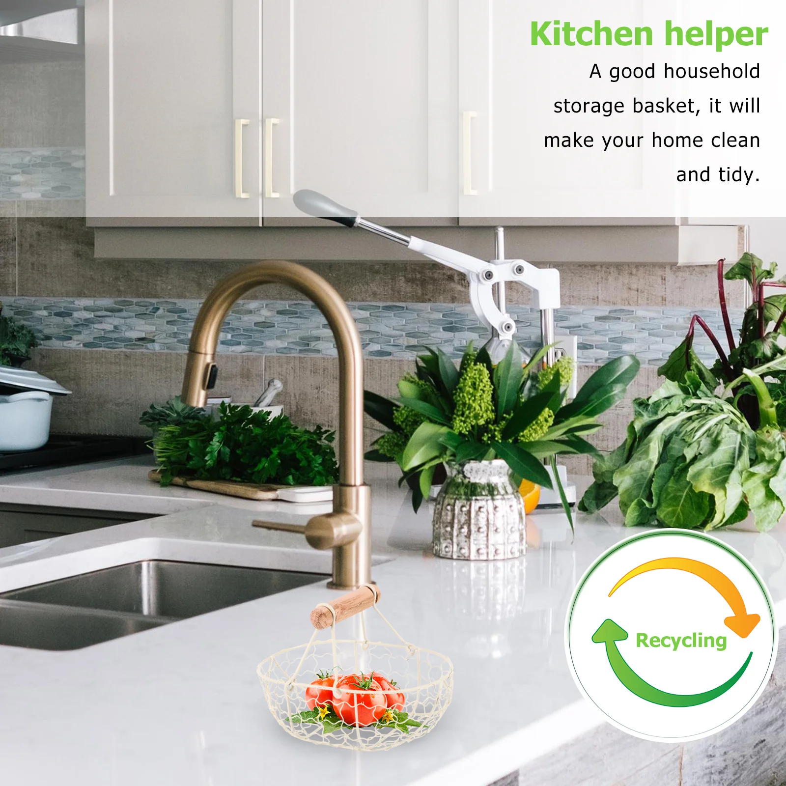 

Rustic Iron Wire Fruit Basket Large Capacity Wooden Handle Multifunctional Kitchen Storage Organizer Egg Vegetable Storage Rack