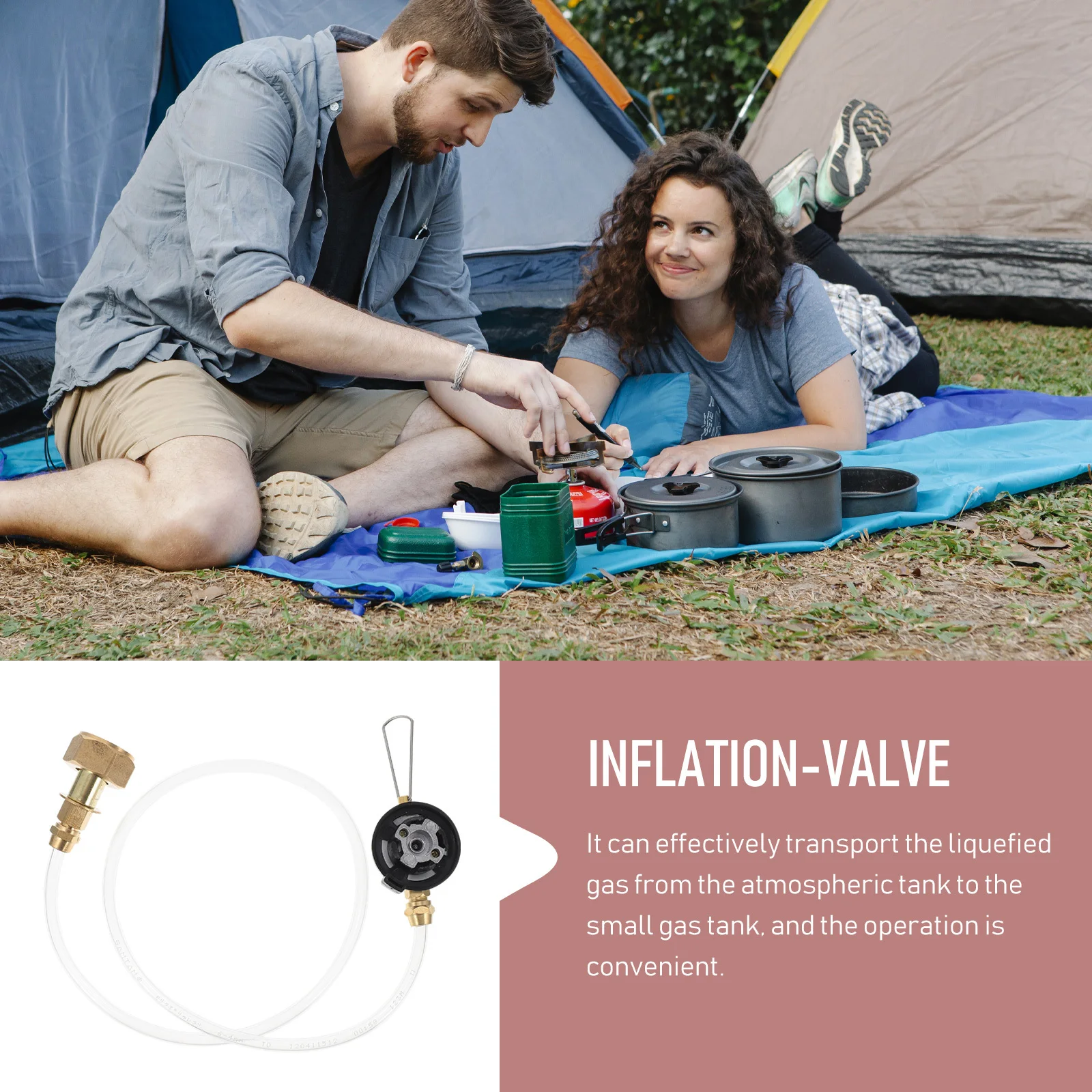 

Professional Camping Flat Tank Adapter Portable Outdoor Inflation Valve for Propane Gas Refill Sturdy Compact Pressure Safety
