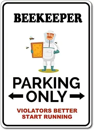 Beekeeper Parking Sign Gag Novelty Gift Funny Bumble Honey Hive Bees Insects Metal Sign Home House Door Wall Decoration Tin Sign