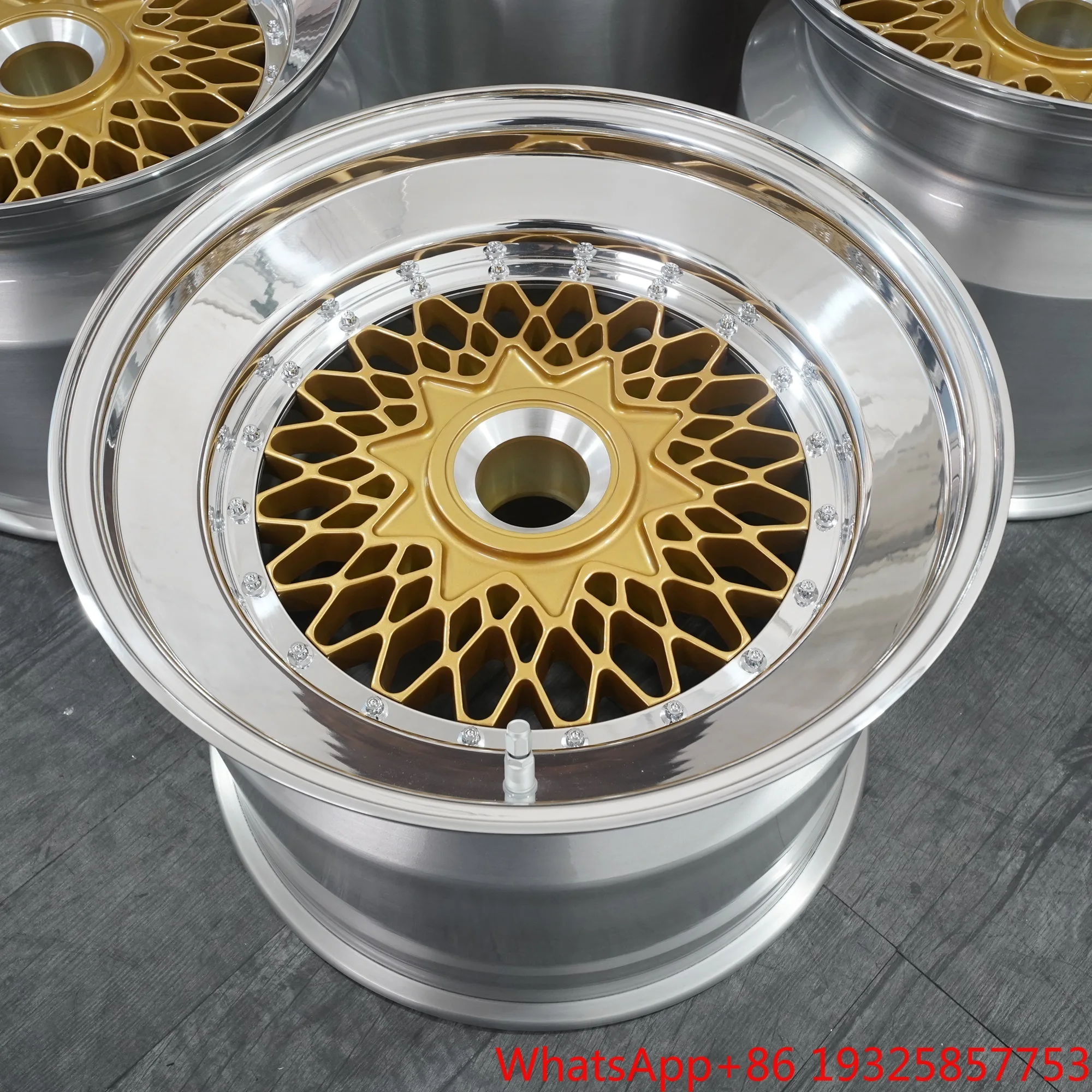 Mforegd Mirror Polish with Gold Center T6061 Forged 2 Piece Alloy Wheels for Luxury Car