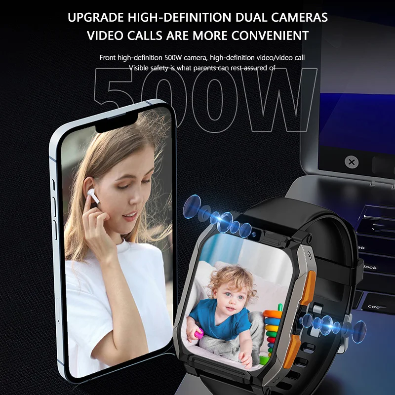 4G Netto Sim-kaart WIFI GPS Positie 5MP HD Dual Camera Smart Horloge Voor Google Youtube NIEUWE T3 Tiktok Oproep Android 9 Smartwatch