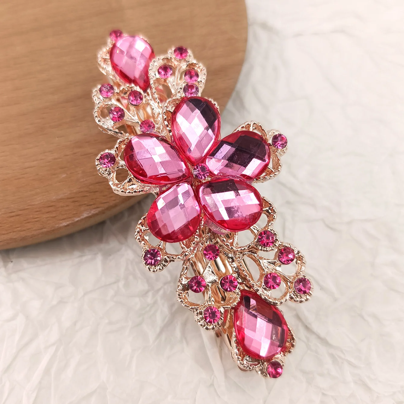 Kristall Floral Haarnadel Mädchen Damen Hairwear Schmuck Für Frauen Strass Legierung Haar Clip Party Haarspangen – Detail 12