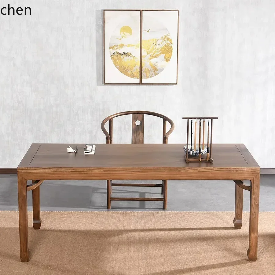 YY- Solid Wood Calligraphy Table Old Elm Wood Large Board Table Painting Long Table