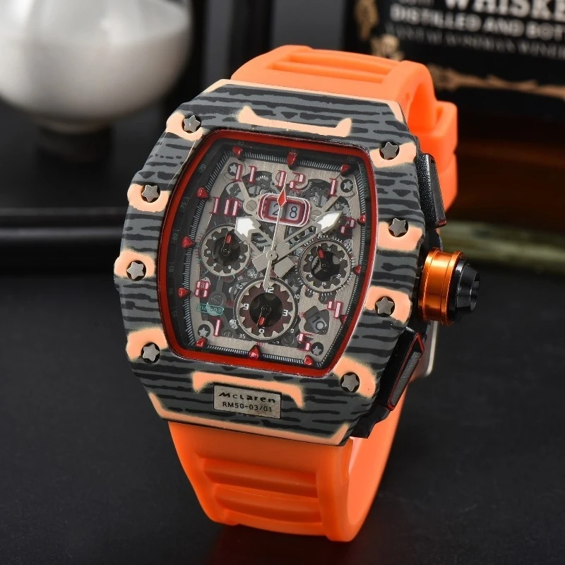 ​ ​ 2025 ساعة تقويم فاخرة متعددة الوظائف للرجال سوار فولاذي غير قابل للصدأ كريستال الياقوت مقاوم للماء 100 متر كرونوغراف مضيء