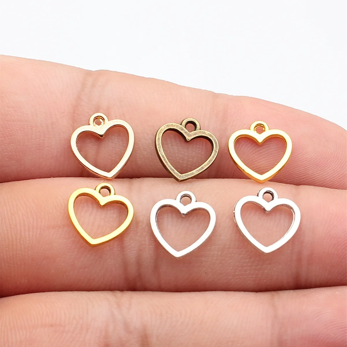 WYSIWYG 40pcs 12x11mm Antique Silver Color Hollow Heart Charms Pendant For DIY Jewelry Making Handmade Jewelry Craft Findings
