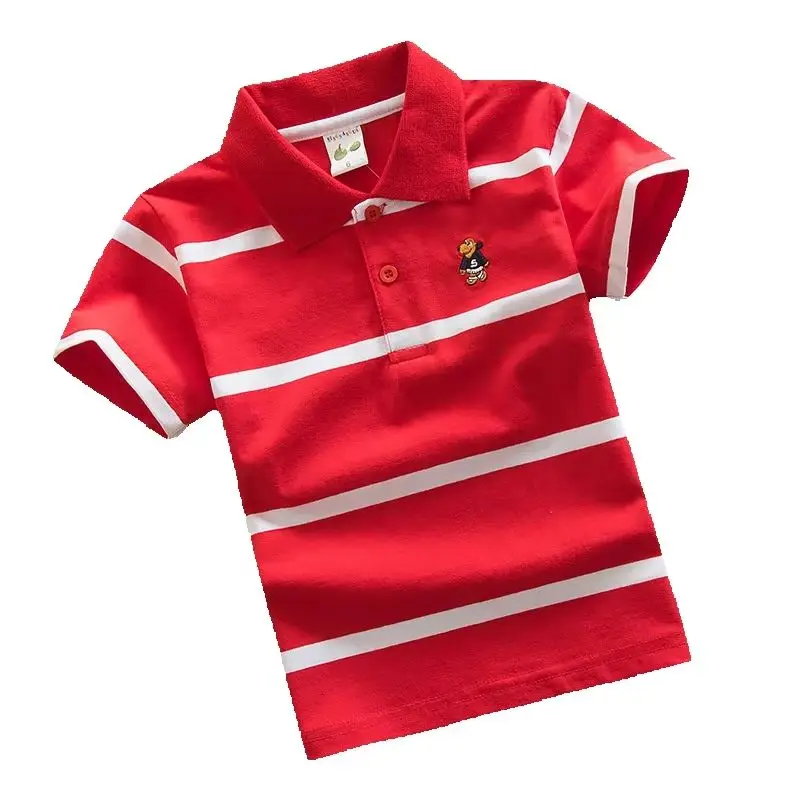 Big Boys T-shirt Summer Clothing Boy Short Sleeve Polo Shirts Classic stripes Teen Tees Tops Cotton Children T Shirt 2-14 Year