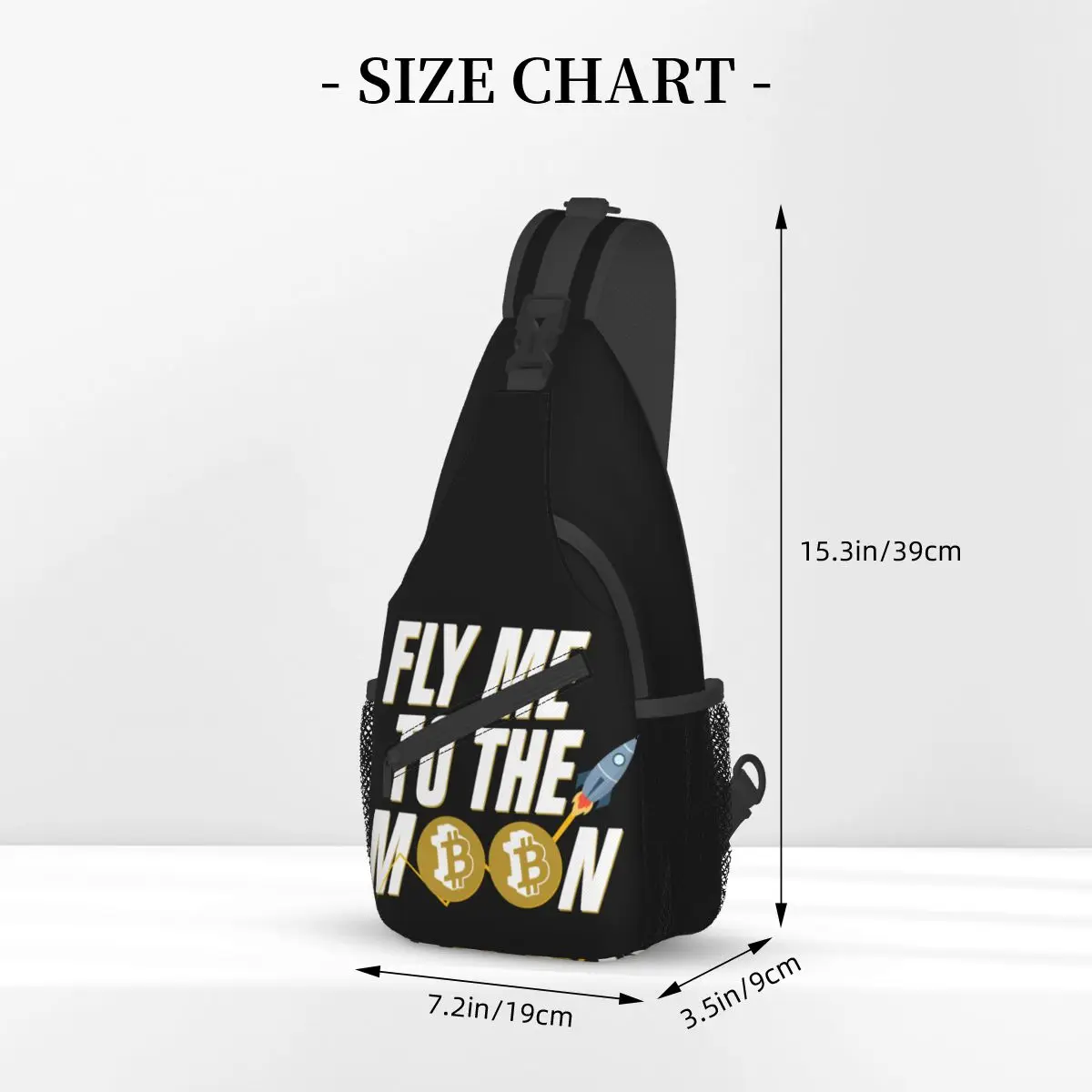 Fly Me To The Moon-bandolera pequeña para el pecho, mochila de hombro cruzada, mochila de viaje para senderismo, bolsos divertidos de moda de Bitcoin