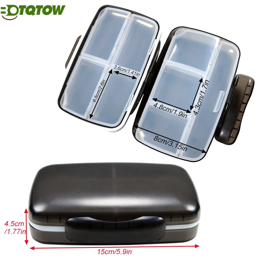 1PCS Travel Pill Organizer,8 Compartments Portable Pill Case, Big Pill Box for Pocket Purse Portable Medicine Vitamin Container