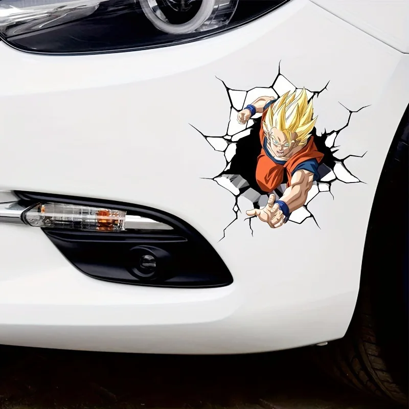 13x13cm Dragon Ball Z Exquisite Series Sayajins Goku Broli Realistic Funny Breaking The Wall and Getting Out of The Car Sticker