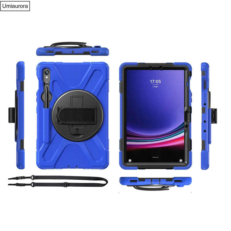 For Samsung Tab S6 S7+ S8 Plus S9 Ultra S10 FE SM-X920 X820 X610 X520 Heavy Duty Rugged Tablet Case Stand Strap Shockproof Funda