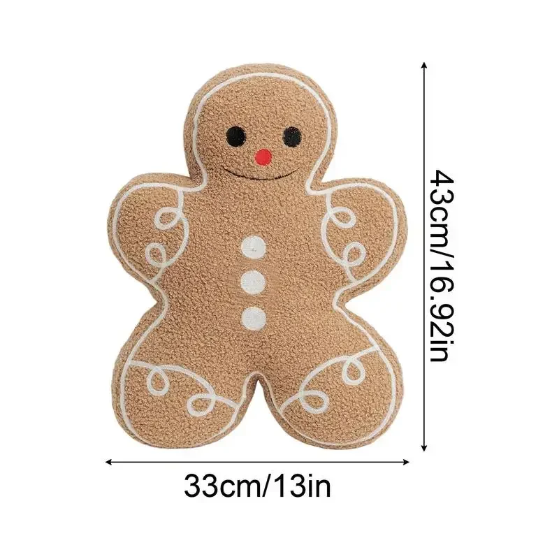 43cm Świąteczna poduszka z piernika Pluszowa poduszka, Biscuit Man Doll Świąteczna pluszowa wypchana poduszka Gingerbread Man Home Decor Gift