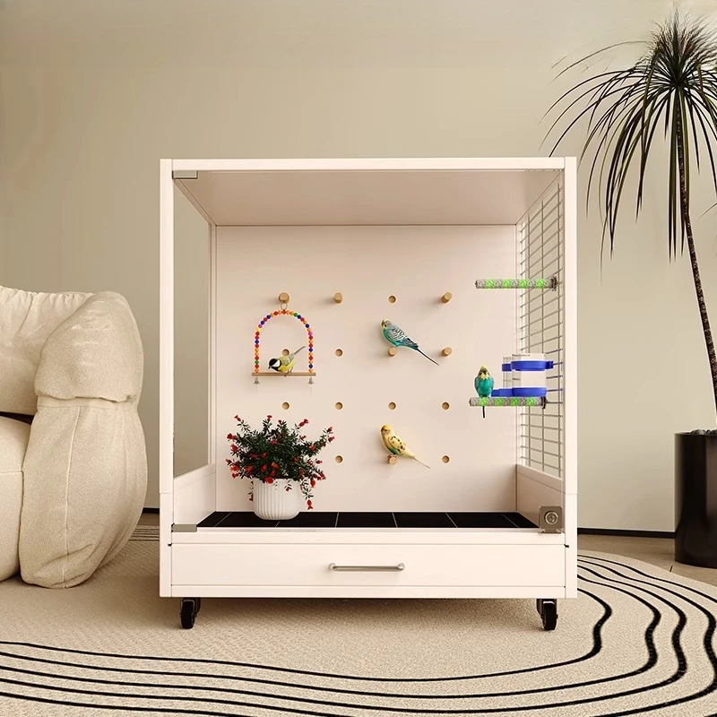 

Panoramic transparent parrot cage solid wood bird cage monk small sun Xuanfeng peony special tiger skin household large space