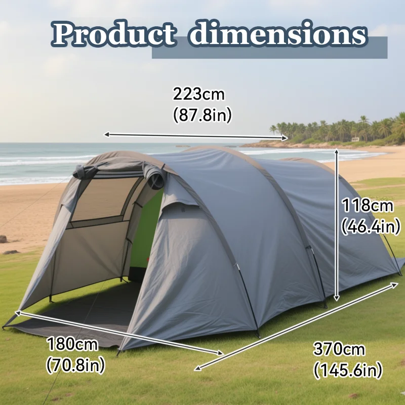 넓은 3~4인용 휴대용 터널형 텐트, 대규모 그룹 모험 - Outdoor Adventure Group 리뷰 및 가격