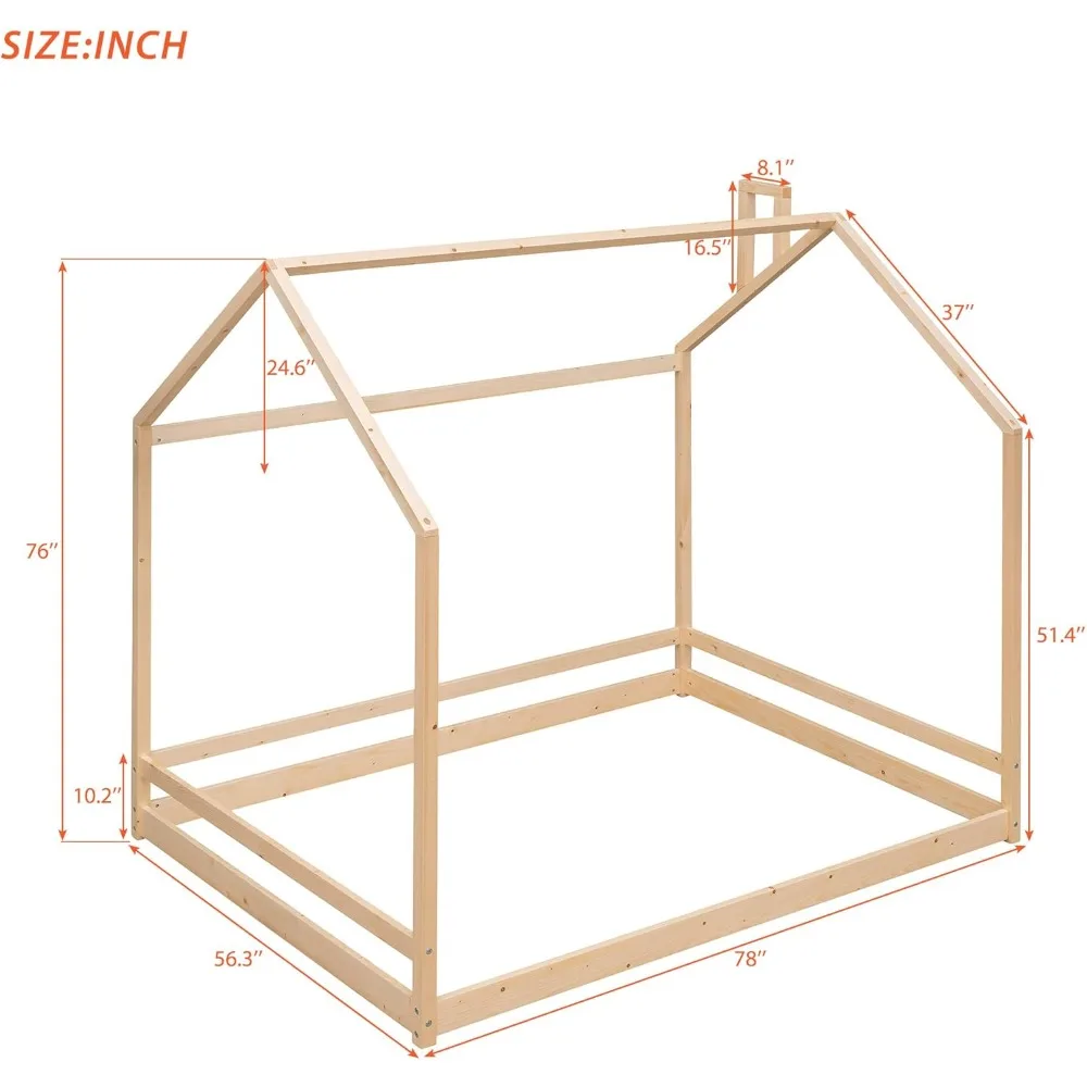 إطار سرير منزلي كامل من SOFTSEA للأطفال، سرير بمنصة خشبية بإطار سرير للأطفال، حاجة إلى صندوق زنبركي، سهلة التجميع، ناتورا #2